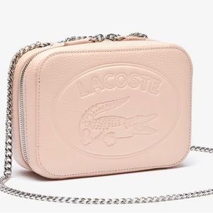 Lacoste Women's Croco Crew Grained Leather Zip Shoulder Bag